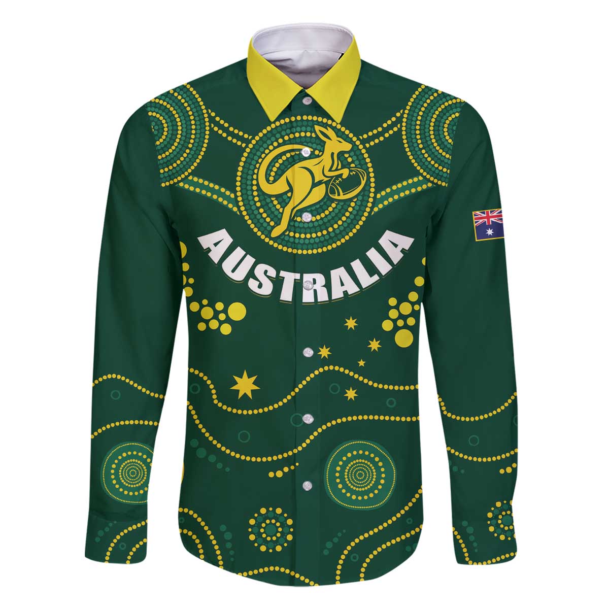 Australia 2024 Rugby Family Matching Off The Shoulder Long Sleeve Dress and Hawaiian Shirt Go Wallabies - Wonder Print Shop