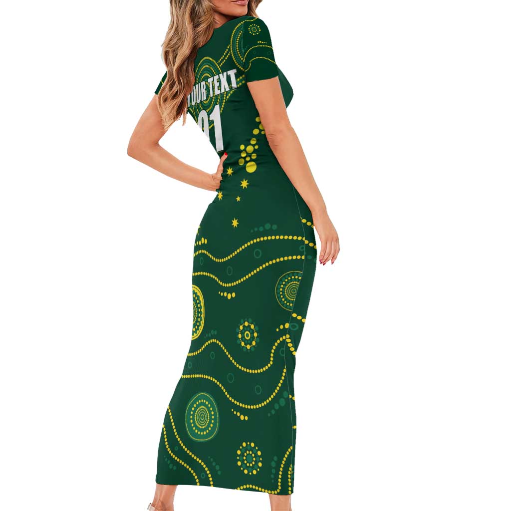 Australia 2024 Rugby Short Sleeve Bodycon Dress Go Wallabies - Wonder Print Shop