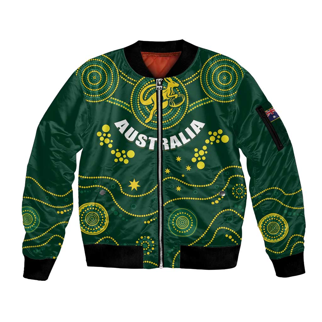 Australia 2024 Rugby Sleeve Zip Bomber Jacket Go Wallabies - Wonder Print Shop