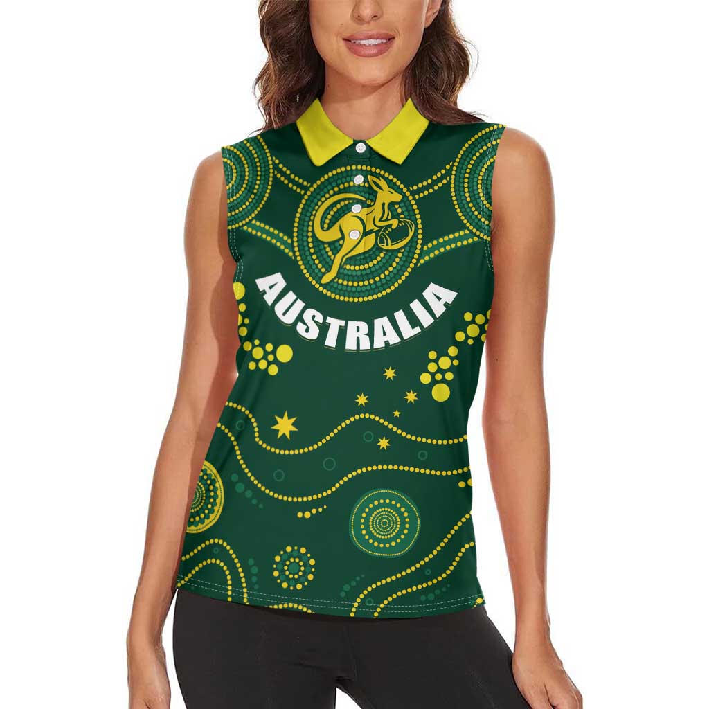 Australia 2024 Rugby Women Sleeveless Polo Shirt Go Wallabies - Wonder Print Shop