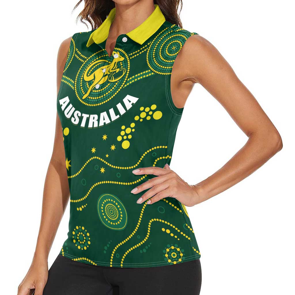 Australia 2024 Rugby Women Sleeveless Polo Shirt Go Wallabies - Wonder Print Shop