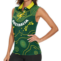 Australia 2024 Rugby Women Sleeveless Polo Shirt Go Wallabies - Wonder Print Shop