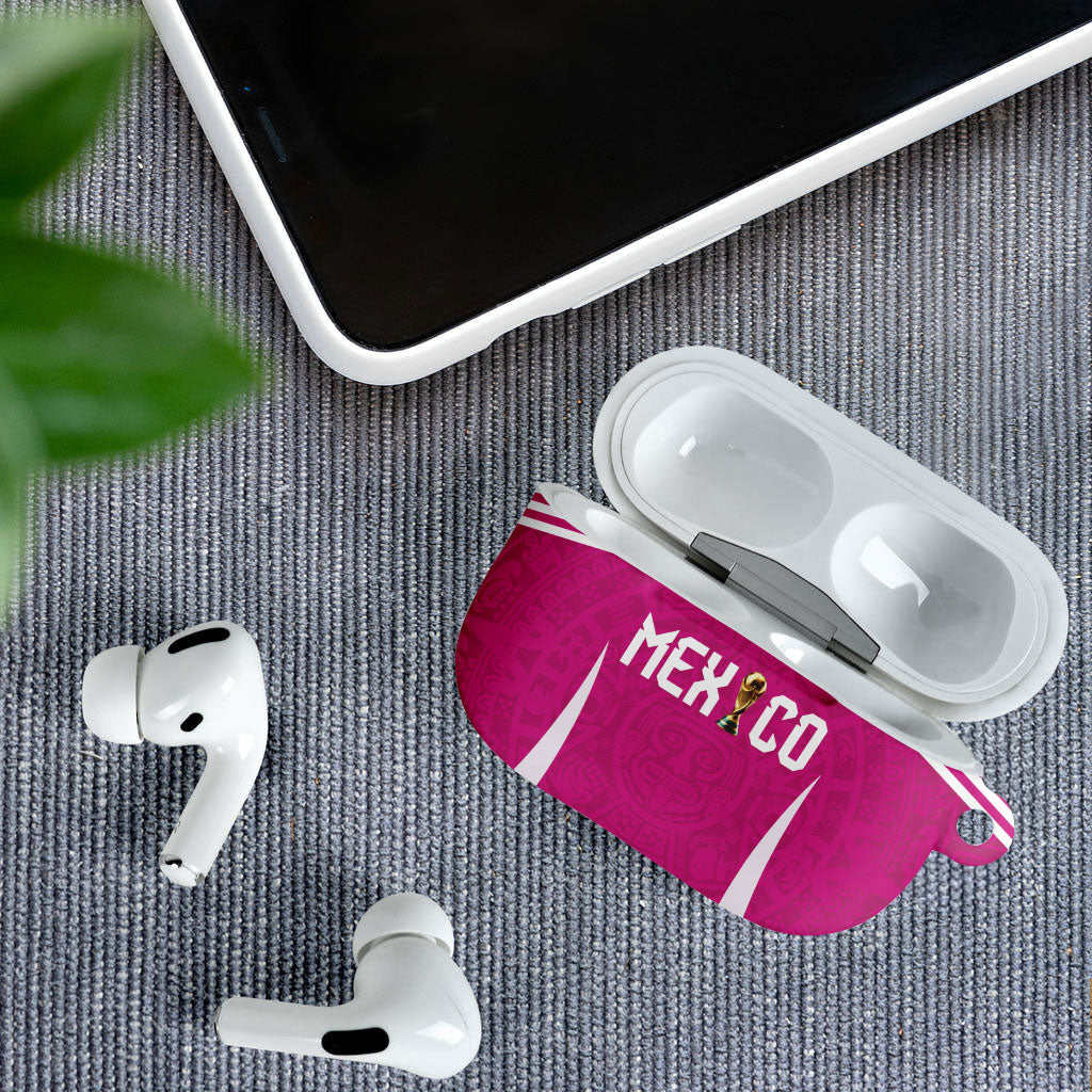 Mexico 2026 Football Pink AirPods Case Golden Eagle Victory