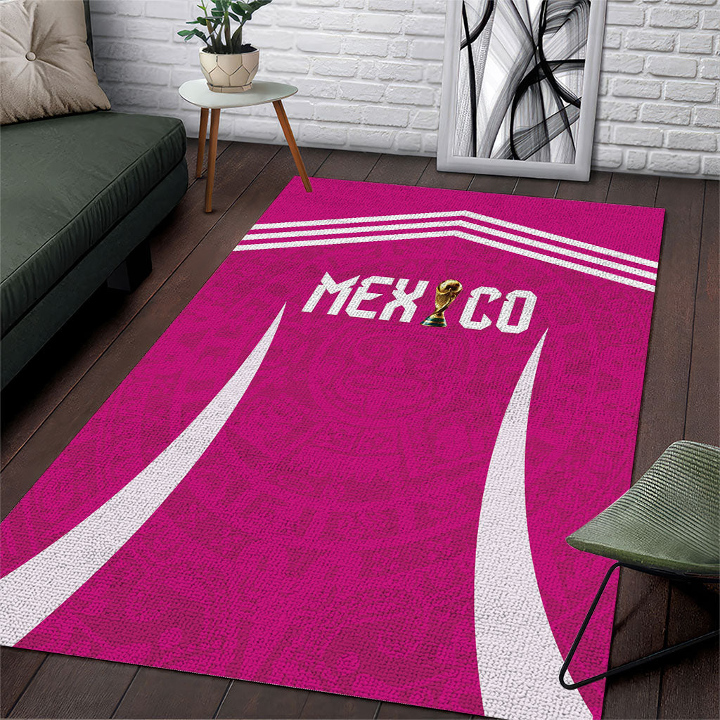 Mexico 2026 Football Pink Area Rug Golden Eagle Victory
