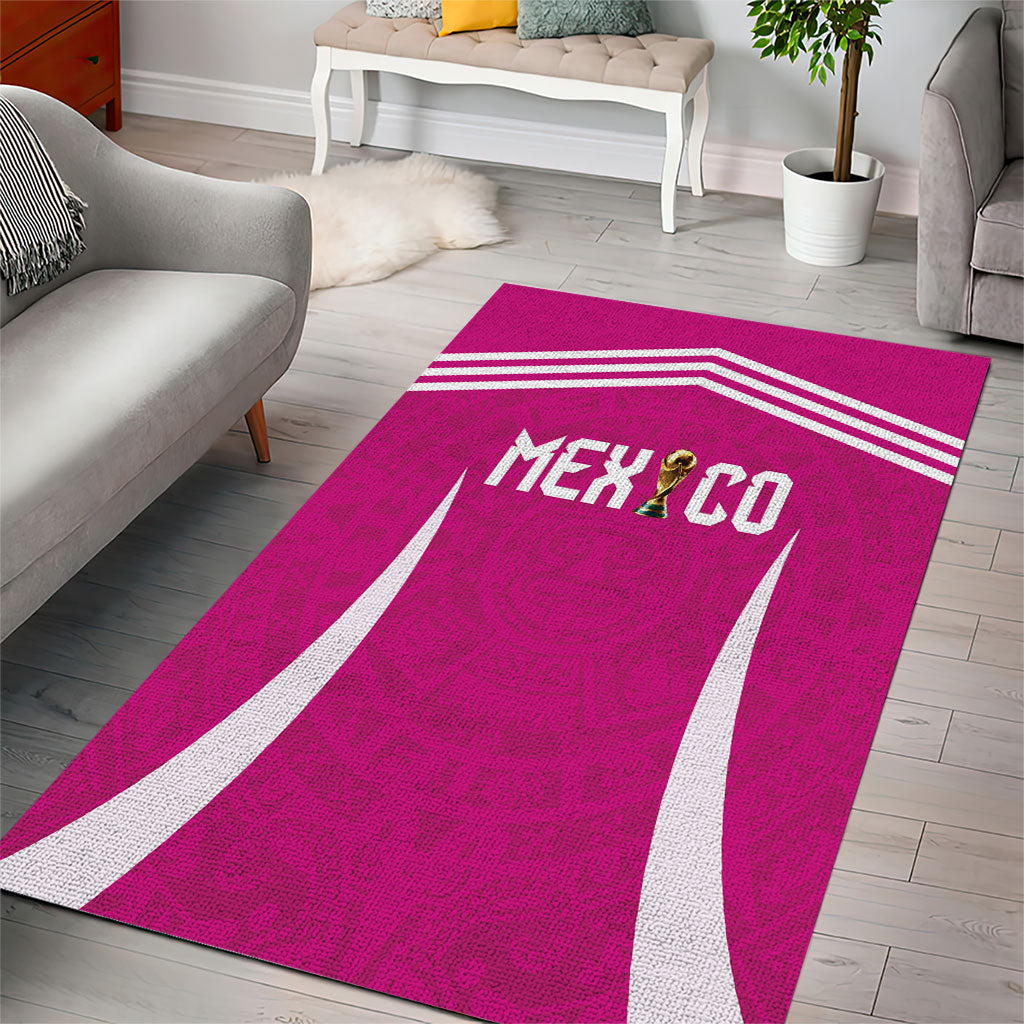 Mexico 2026 Football Pink Area Rug Golden Eagle Victory