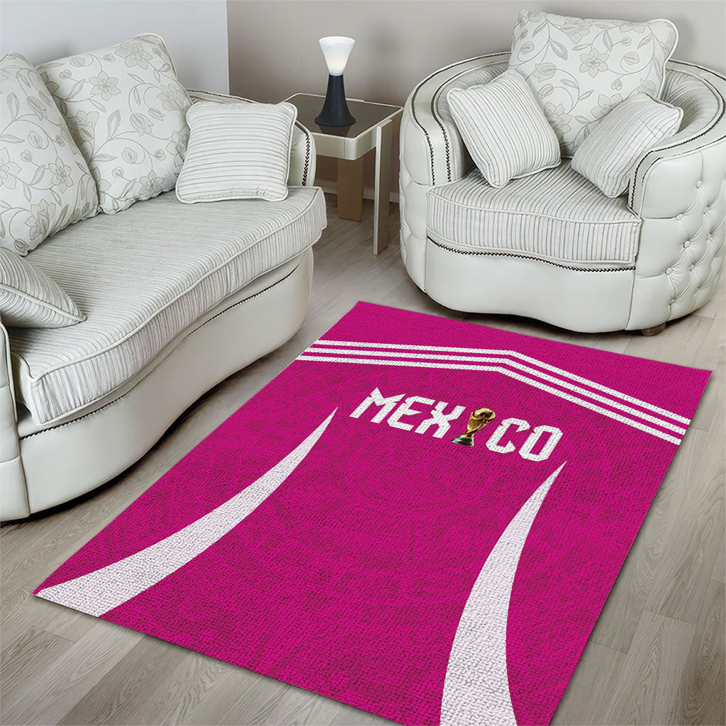 Mexico 2026 Football Pink Area Rug Golden Eagle Victory