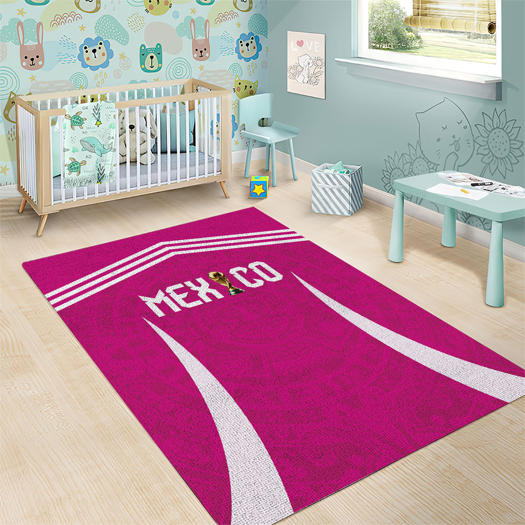 Mexico 2026 Football Pink Area Rug Golden Eagle Victory