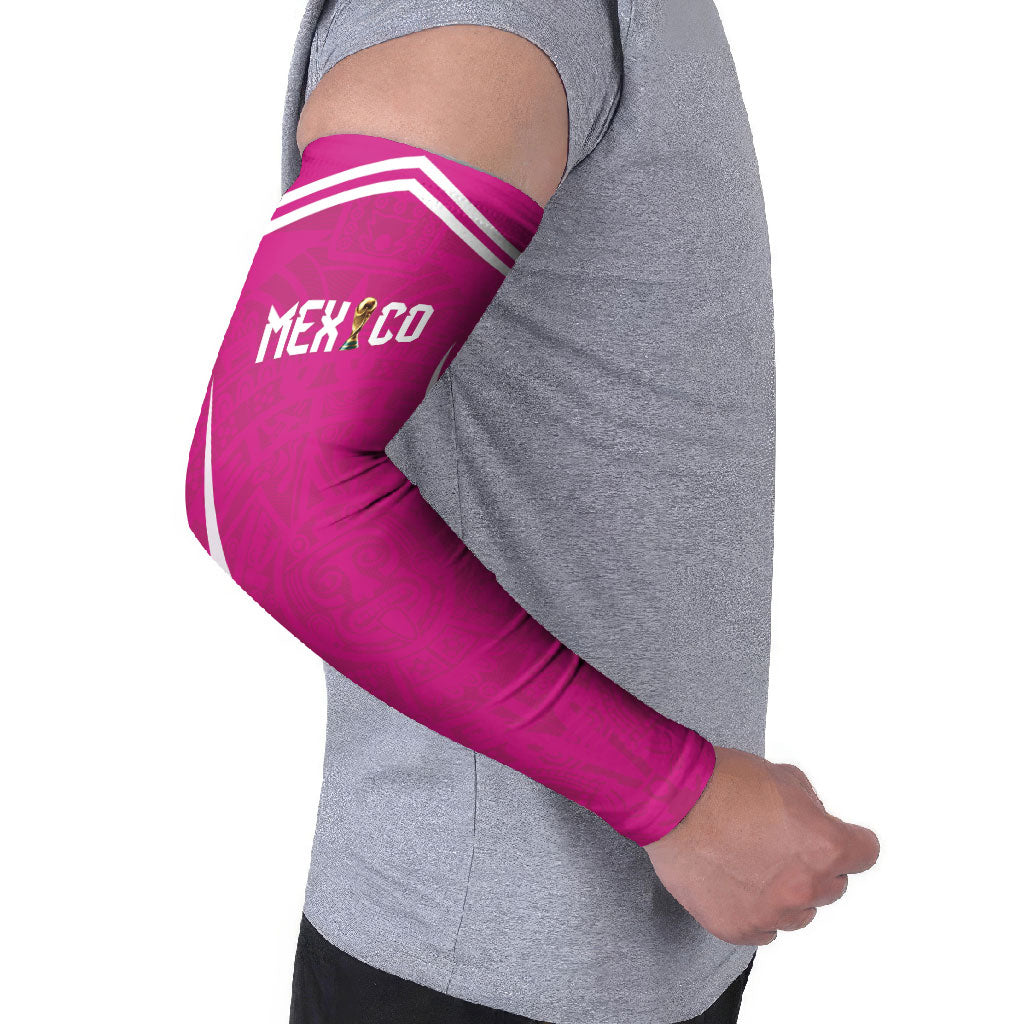Custom Mexico 2026 Football Pink Arm Sleeves Golden Eagle Victory