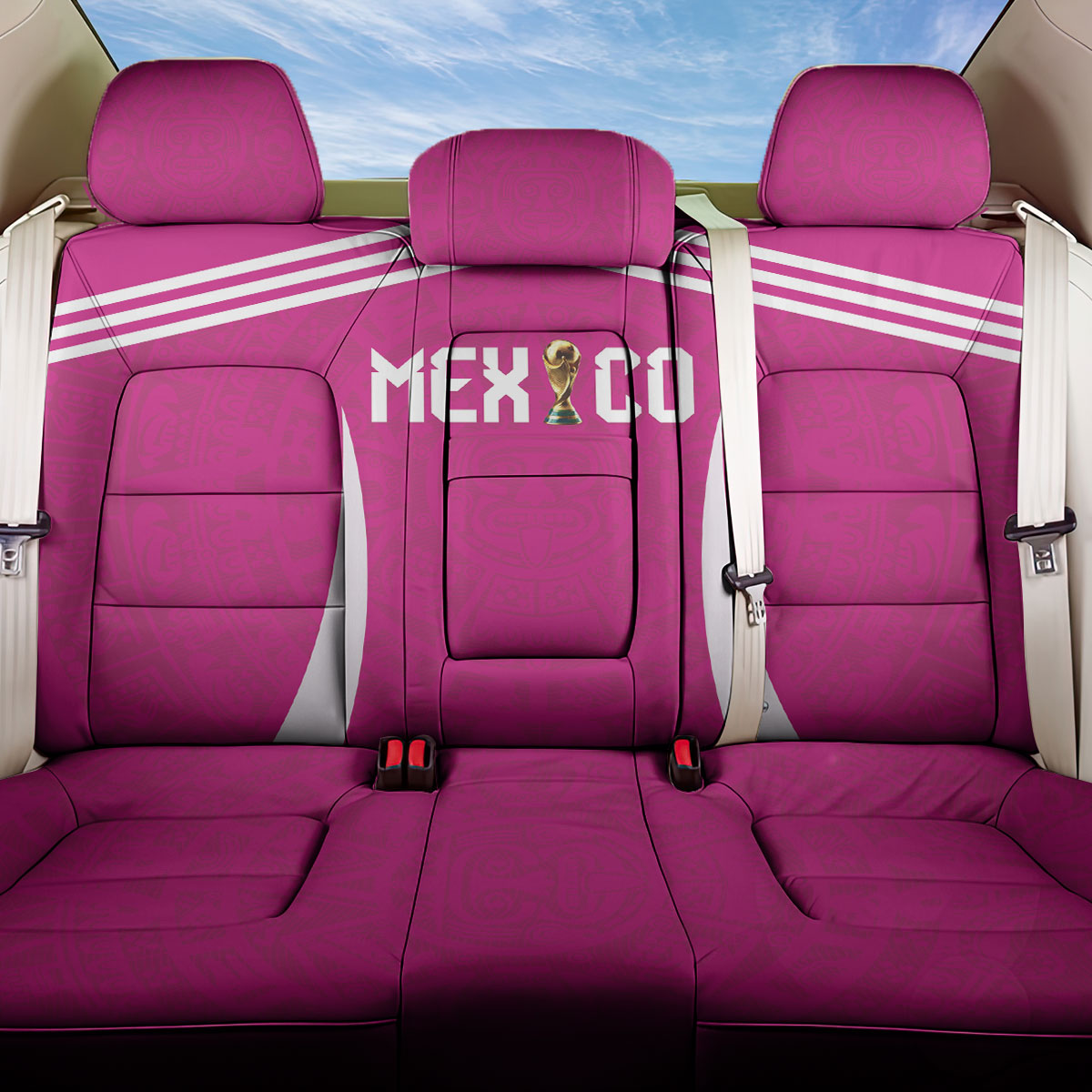 Mexico 2026 Football Pink Back Car Seat Cover Golden Eagle Victory