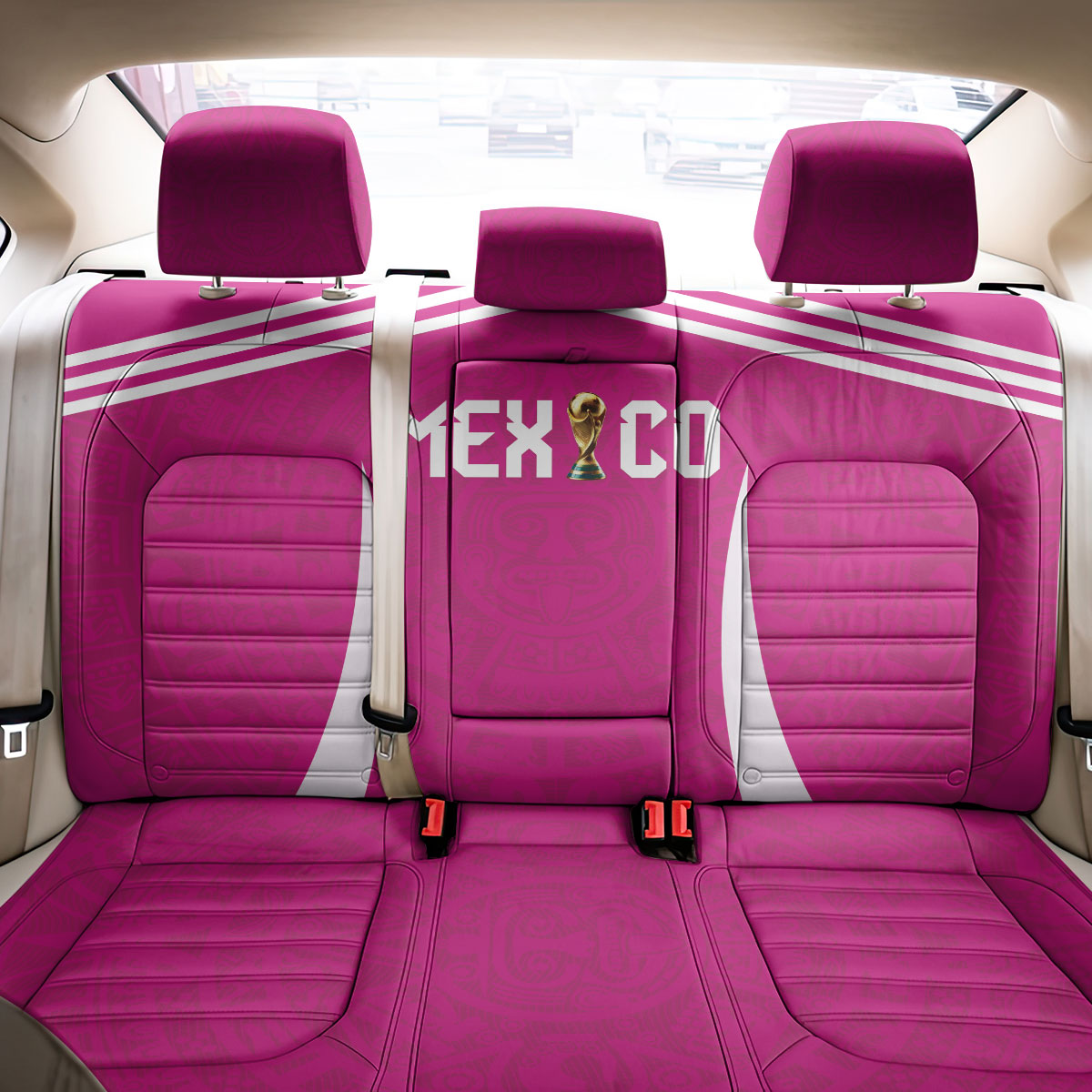 Mexico 2026 Football Pink Back Car Seat Cover Golden Eagle Victory