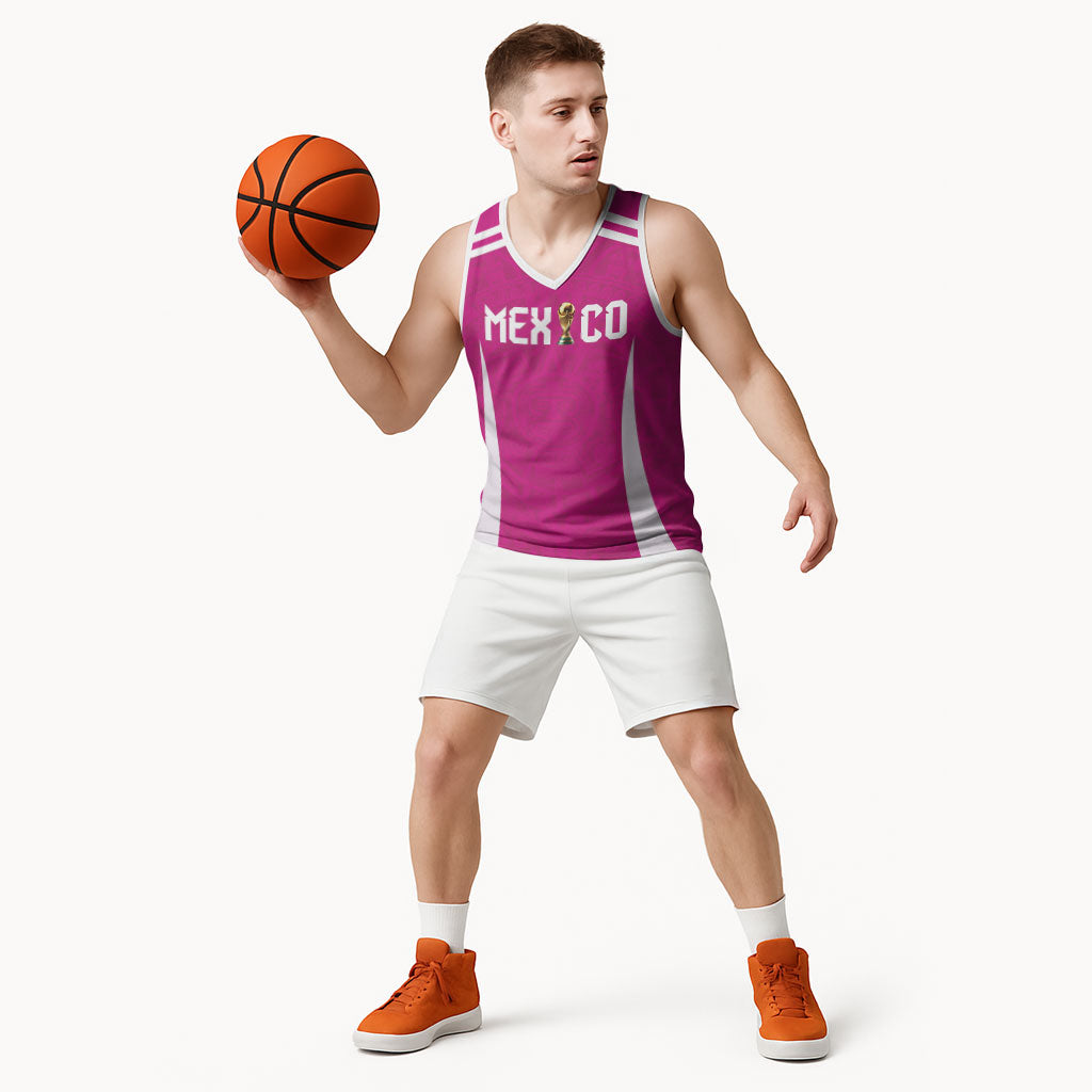 Custom Mexico 2026 Football Pink Basketball Jersey Golden Eagle Victory