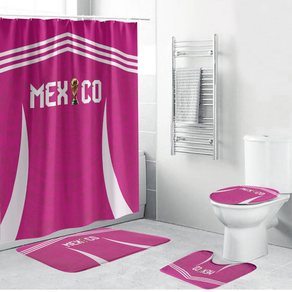 Mexico 2026 Football Pink Bathroom Set Golden Eagle Victory