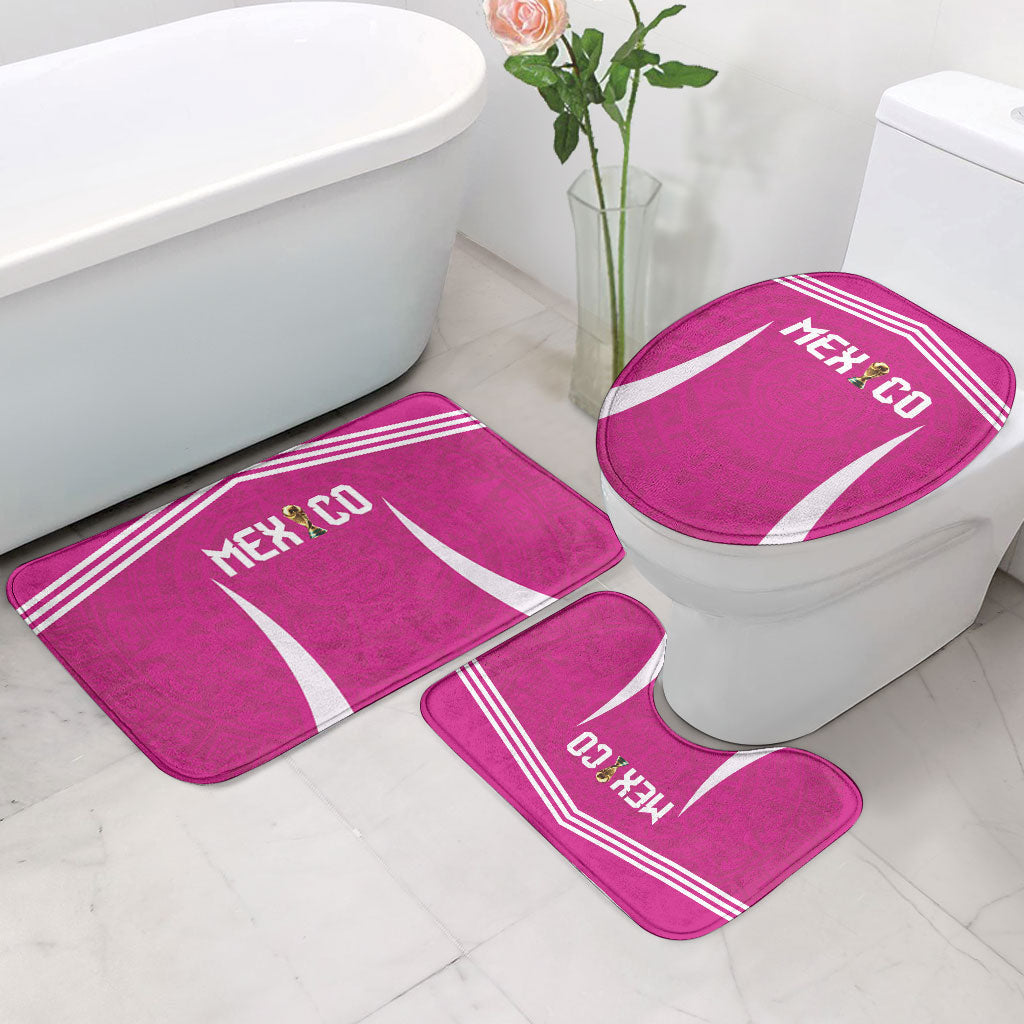 Mexico 2026 Football Pink Bathroom Set Golden Eagle Victory