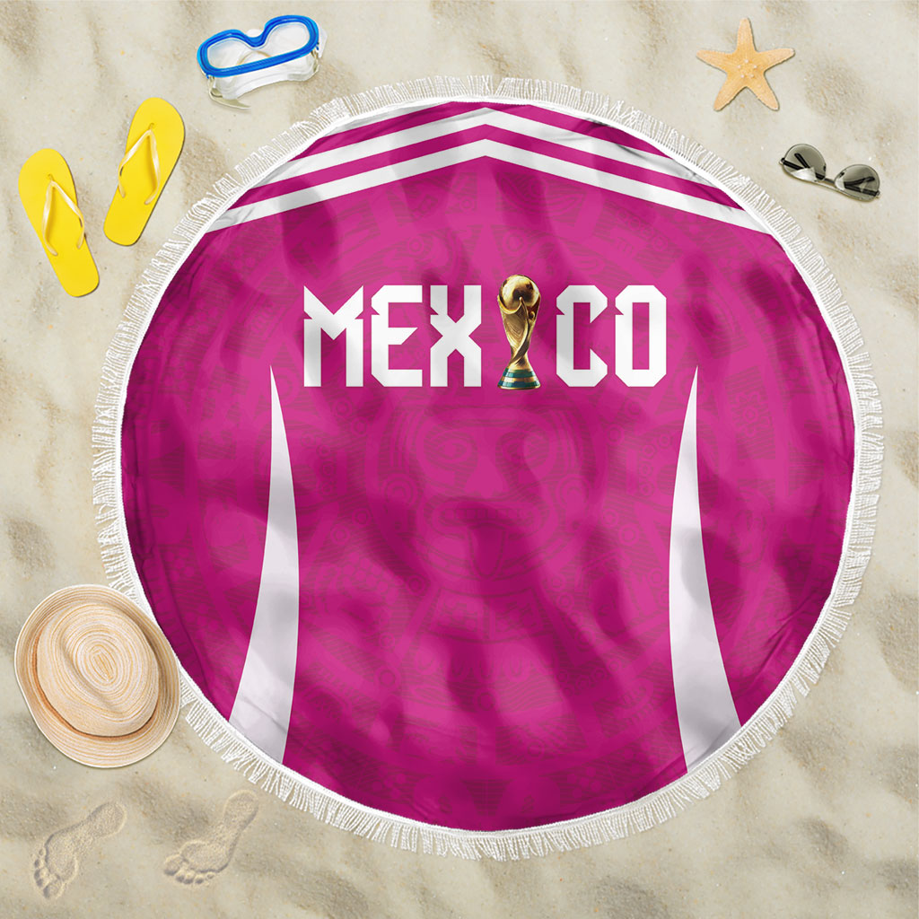 Mexico 2026 Football Pink Beach Blanket Golden Eagle Victory