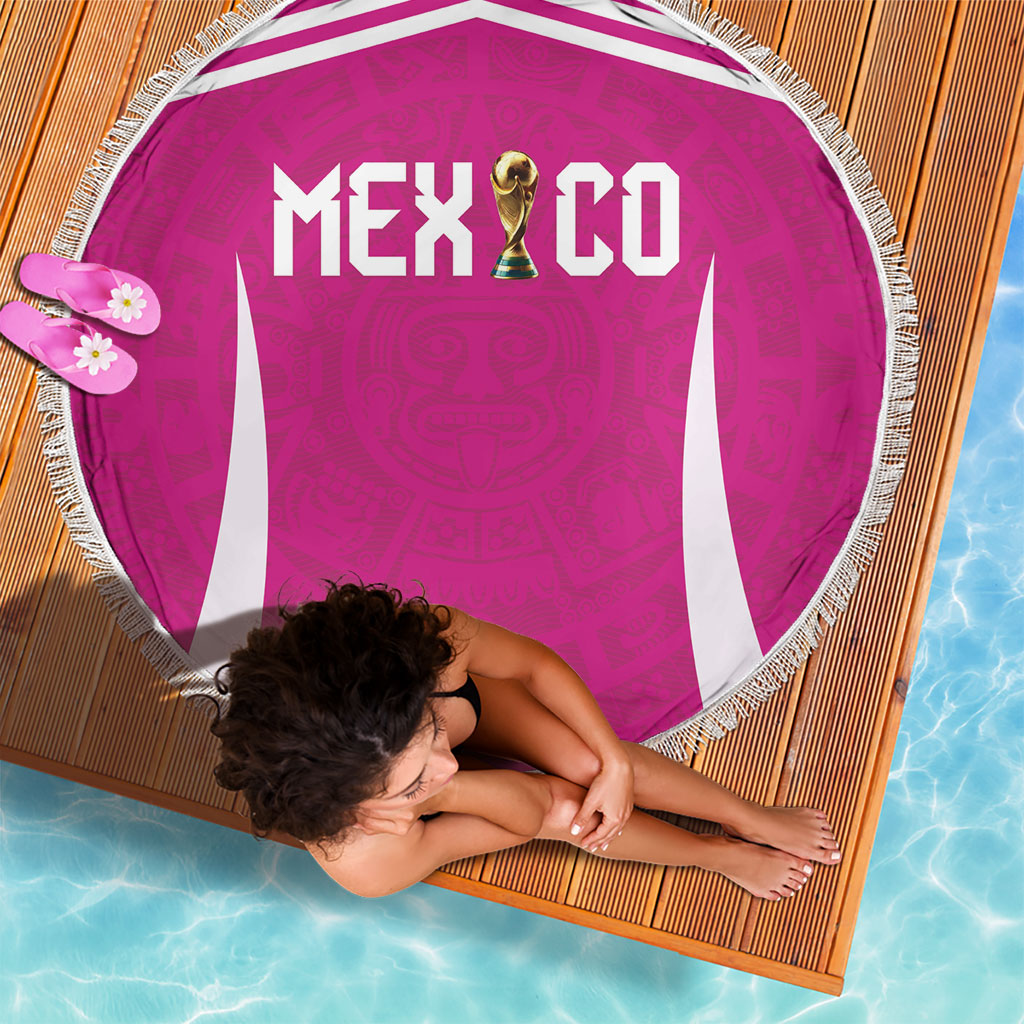 Mexico 2026 Football Pink Beach Blanket Golden Eagle Victory