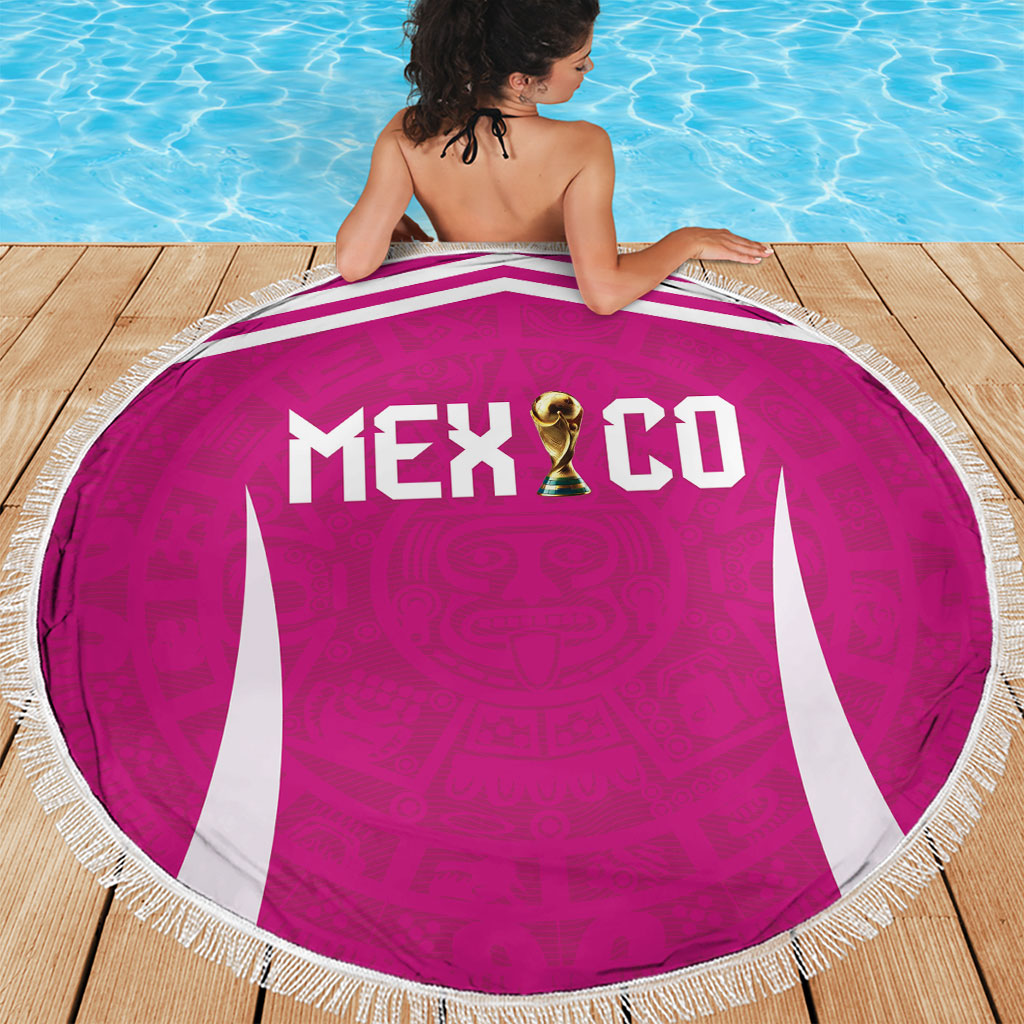 Mexico 2026 Football Pink Beach Blanket Golden Eagle Victory