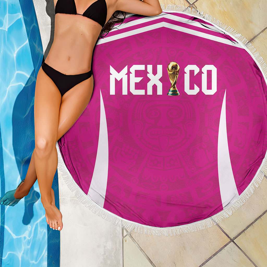 Mexico 2026 Football Pink Beach Blanket Golden Eagle Victory