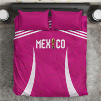 Mexico 2026 Football Pink Bedding Set Golden Eagle Victory