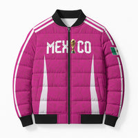 Custom Mexico 2026 Football Pink Bomber Puffer Jacket Golden Eagle Victory