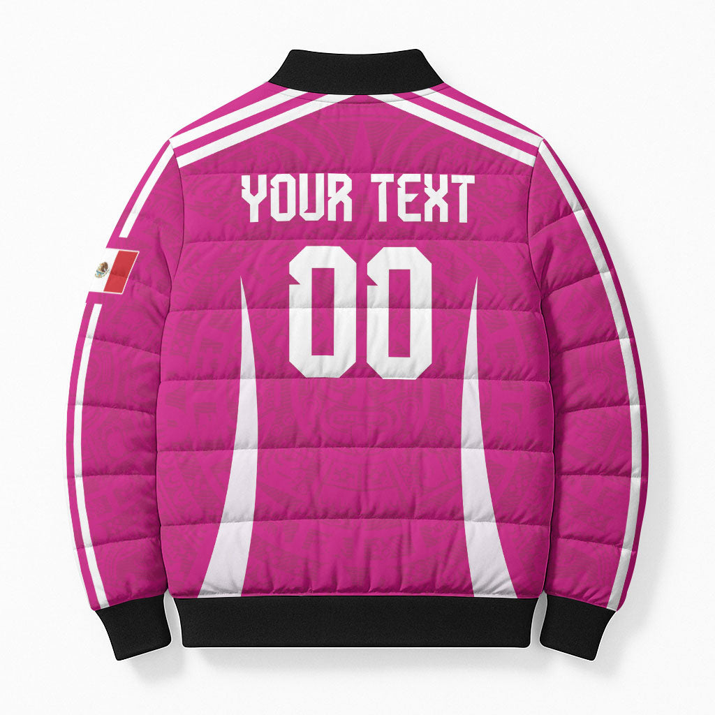 Custom Mexico 2026 Football Pink Bomber Puffer Jacket Golden Eagle Victory