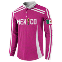 Custom Mexico 2026 Football Pink Button Sweatshirt Golden Eagle Victory