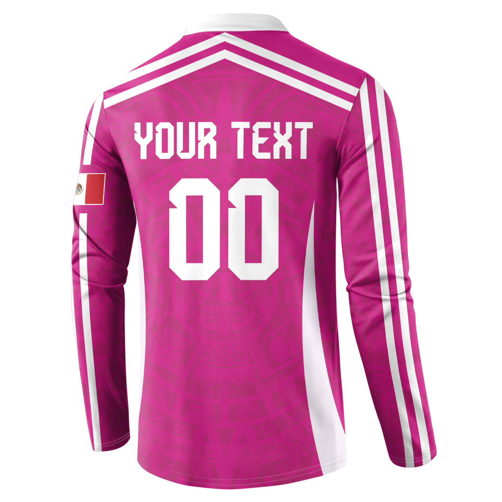 Custom Mexico 2026 Football Pink Button Sweatshirt Golden Eagle Victory