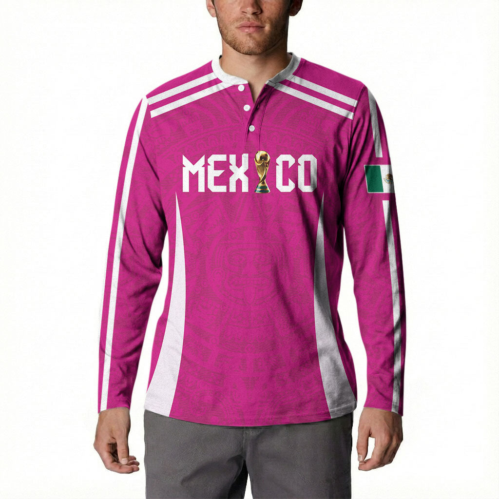 Custom Mexico 2026 Football Pink Button Sweatshirt Golden Eagle Victory