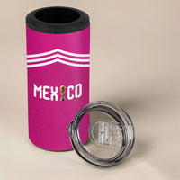 Custom Mexico 2026 Football Pink 4 in 1 Can Cooler Tumbler Golden Eagle Victory