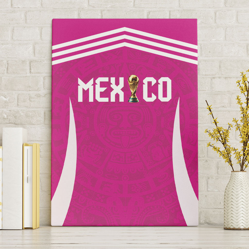 Mexico 2026 Football Pink Canvas Wall Art Golden Eagle Victory
