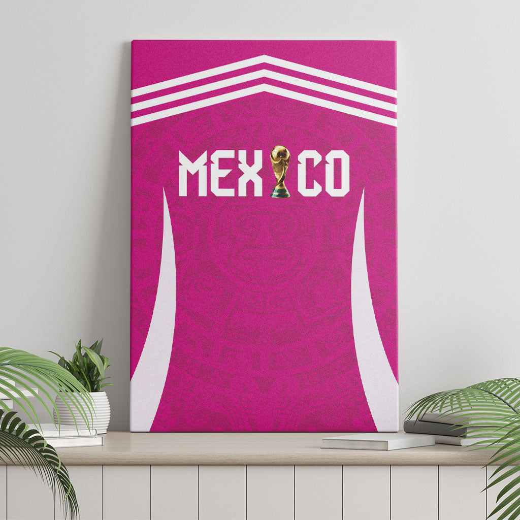Mexico 2026 Football Pink Canvas Wall Art Golden Eagle Victory