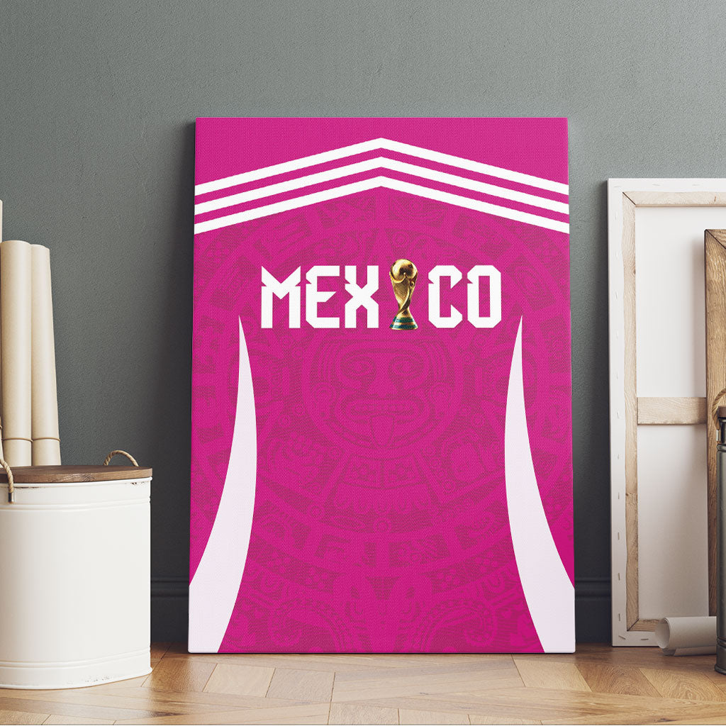 Mexico 2026 Football Pink Canvas Wall Art Golden Eagle Victory
