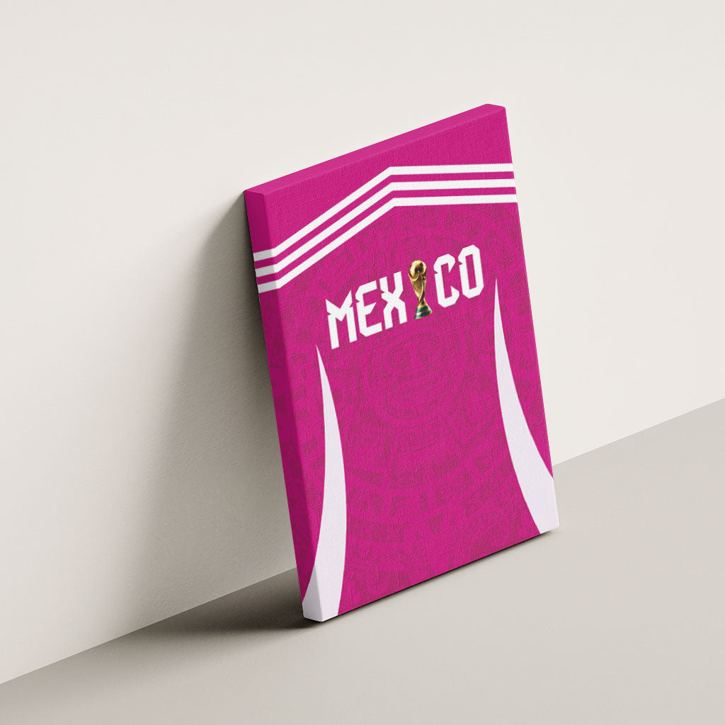 Mexico 2026 Football Pink Canvas Wall Art Golden Eagle Victory