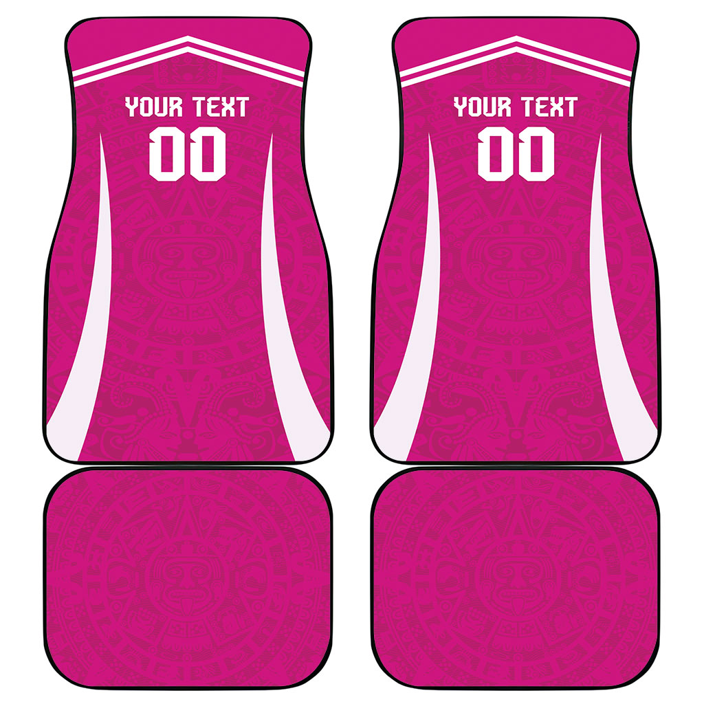 Custom Mexico 2026 Football Pink Car Mats Golden Eagle Victory
