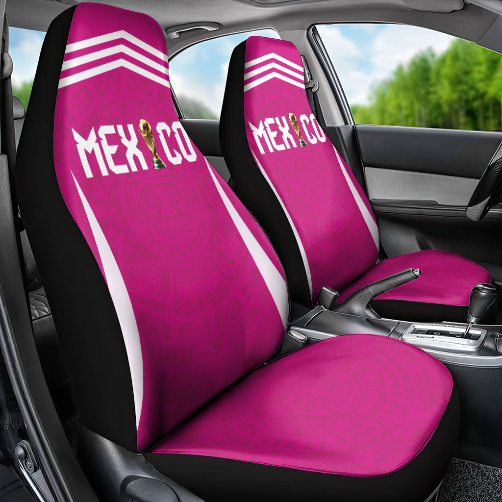 Mexico 2026 Football Pink Car Seat Cover Golden Eagle Victory
