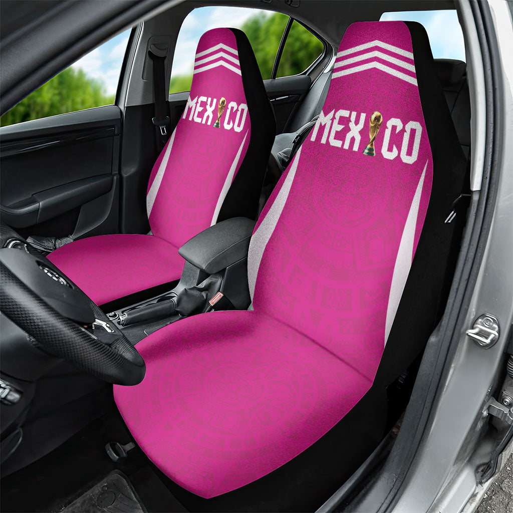 Mexico 2026 Football Pink Car Seat Cover Golden Eagle Victory