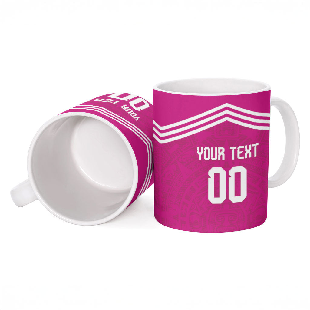 Custom Mexico 2026 Football Pink Ceramic Mug Golden Eagle Victory