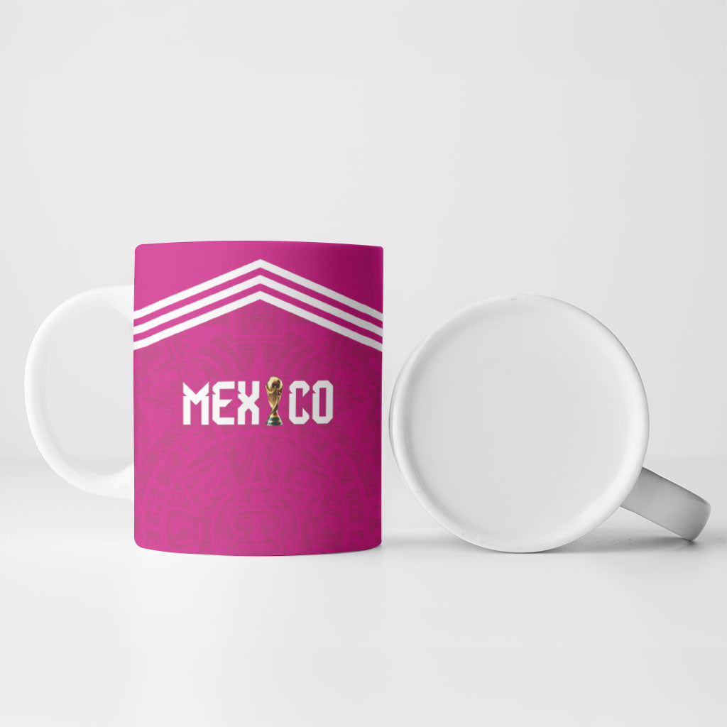Custom Mexico 2026 Football Pink Ceramic Mug Golden Eagle Victory