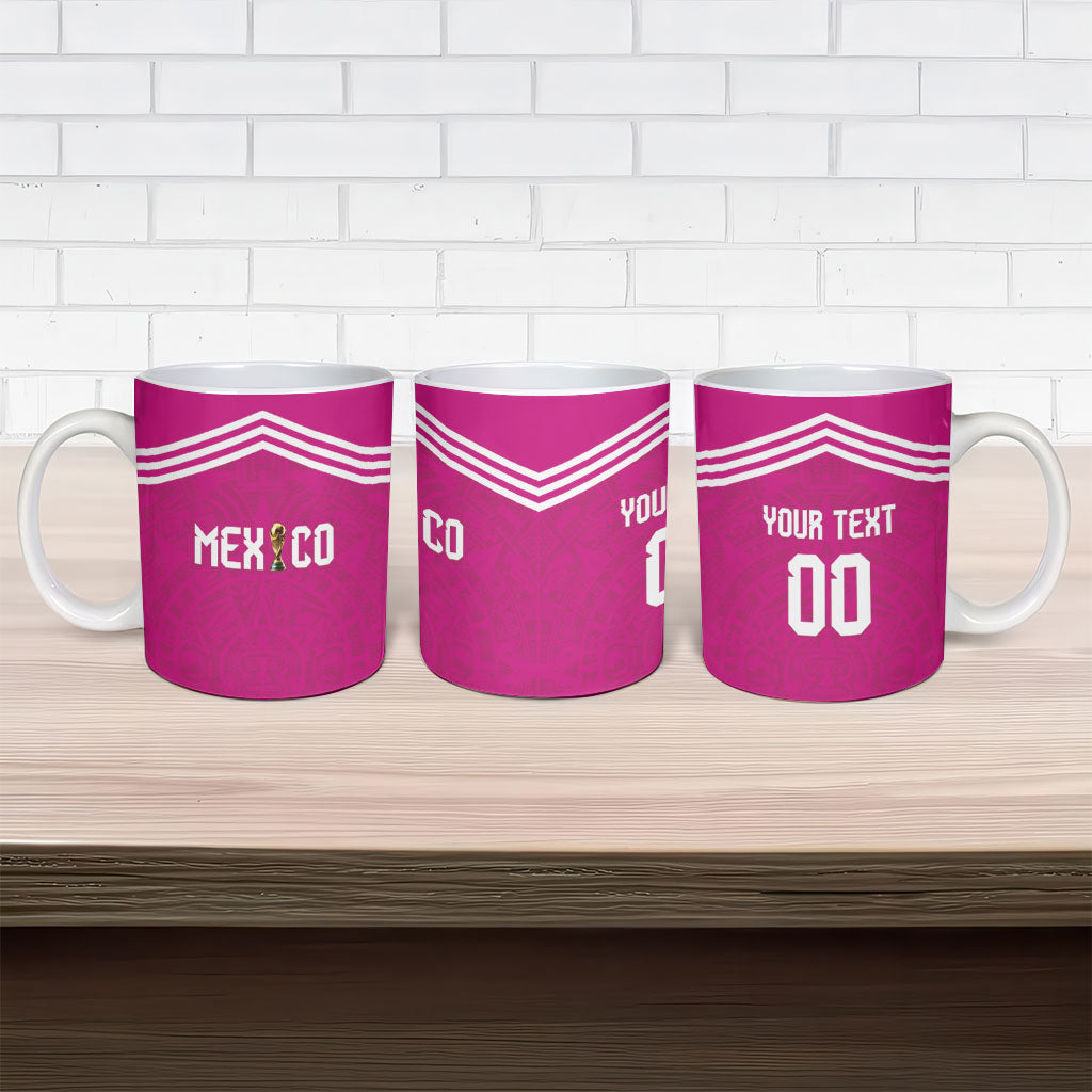 Custom Mexico 2026 Football Pink Ceramic Mug Golden Eagle Victory