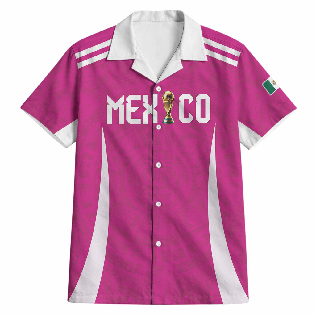 Custom Mexico 2026 Football Pink Hawaiian Shirt Golden Eagle Victory