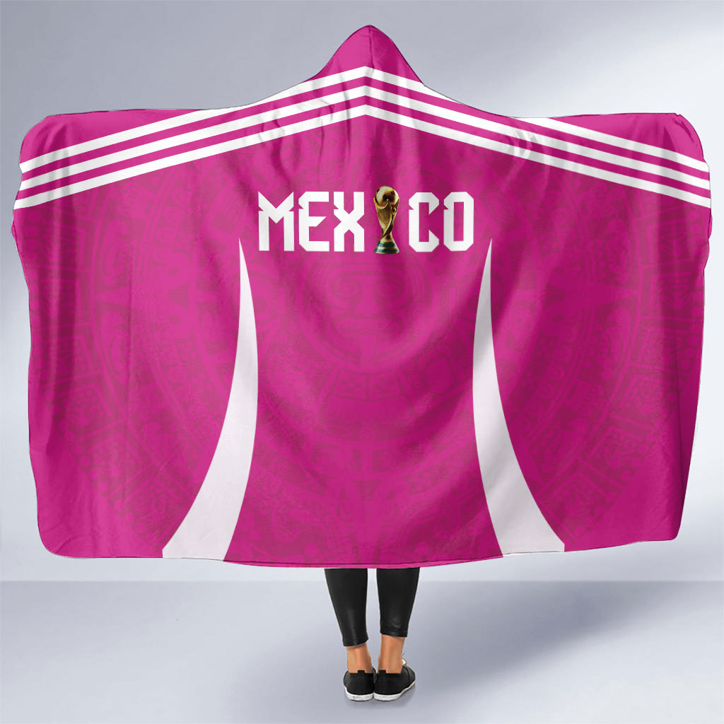 Mexico 2026 Football Pink Hooded Blanket Golden Eagle Victory