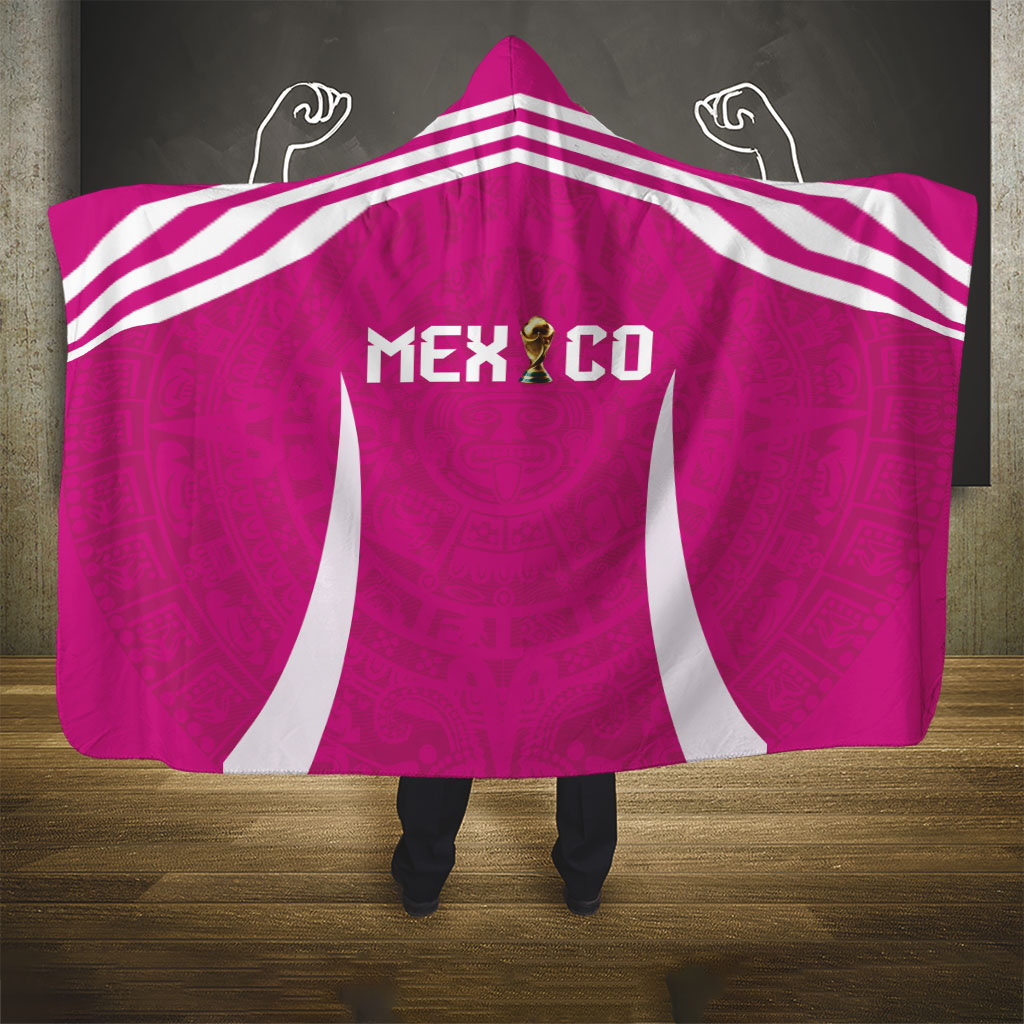 Mexico 2026 Football Pink Hooded Blanket Golden Eagle Victory