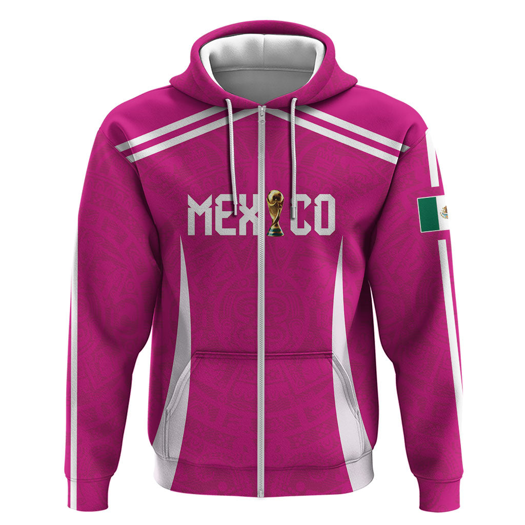 Custom Mexico 2026 Football Pink Hoodie Golden Eagle Victory