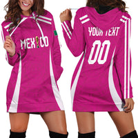 Custom Mexico 2026 Football Pink Hoodie Dress Golden Eagle Victory