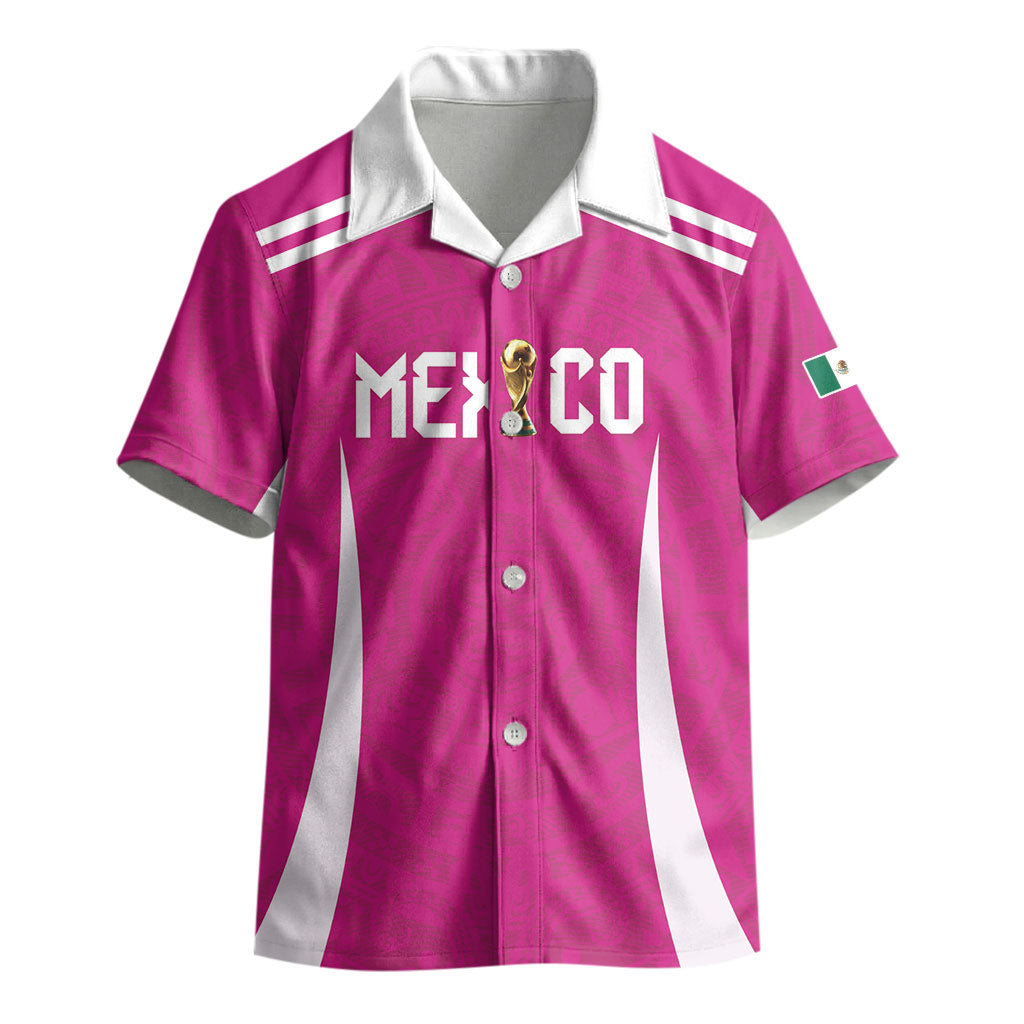 Custom Mexico 2026 Football Pink Kid Hawaiian Shirt Golden Eagle Victory