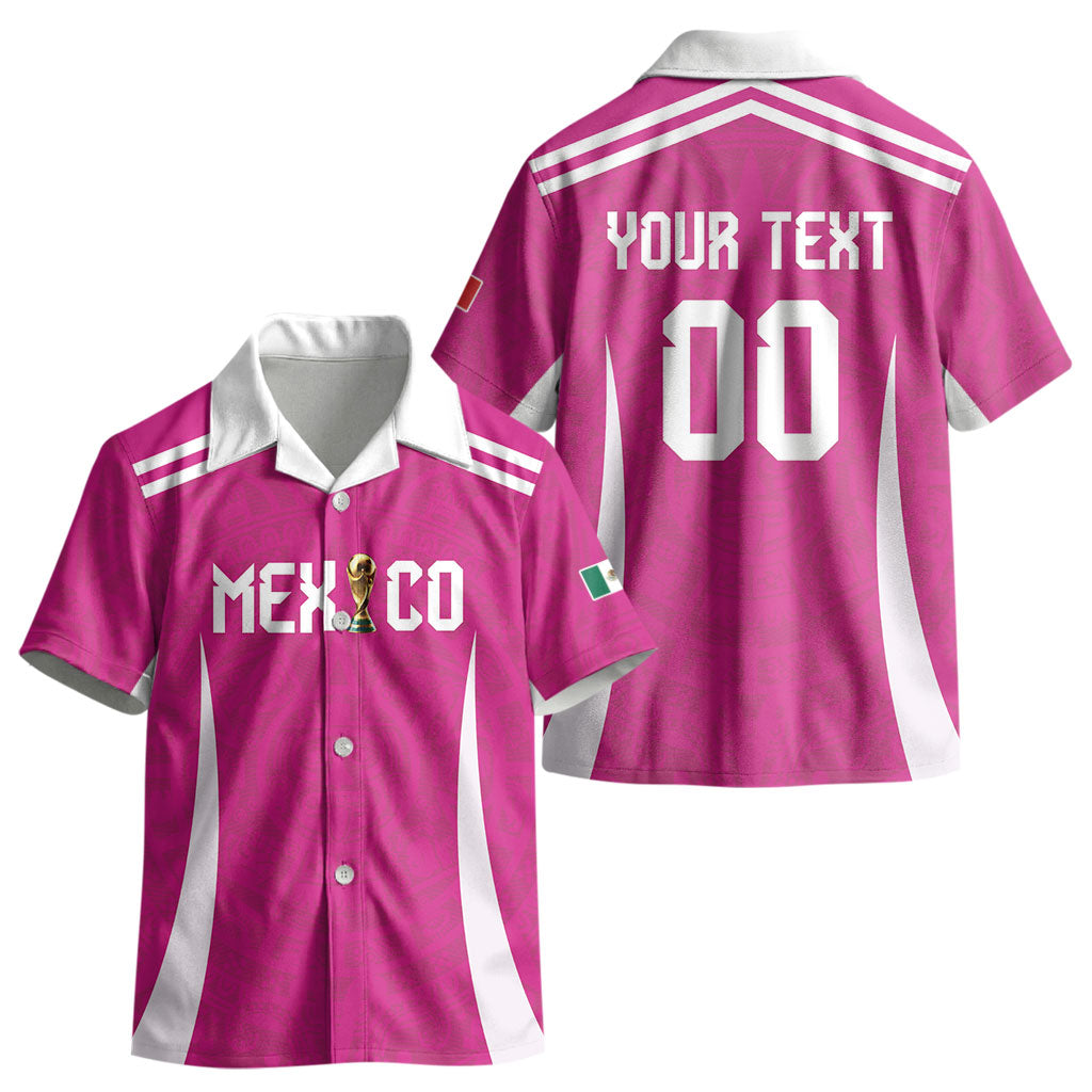 Custom Mexico 2026 Football Pink Kid Hawaiian Shirt Golden Eagle Victory