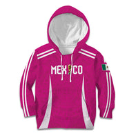 Custom Mexico 2026 Football Pink Kid Hoodie Golden Eagle Victory