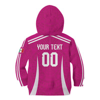 Custom Mexico 2026 Football Pink Kid Hoodie Golden Eagle Victory