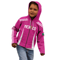 Custom Mexico 2026 Football Pink Kid Hoodie Golden Eagle Victory