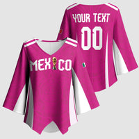 Custom Mexico 2026 Football Pink Kimono Sleeve Blouse Golden Eagle Victory