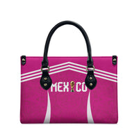 Mexico 2026 Football Pink Leather Bag Golden Eagle Victory